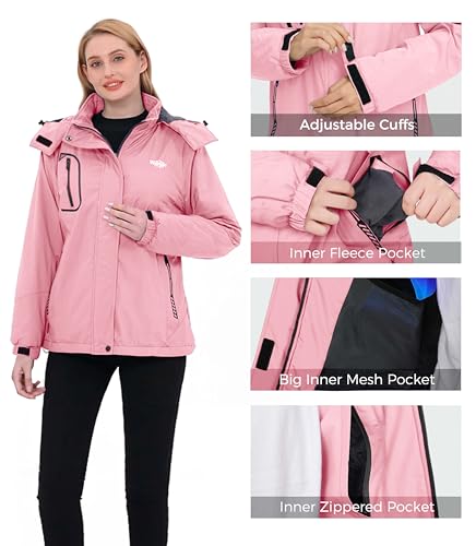 Image of Wantdo Women's Mountain Waterproof Ski Jacket Windproof Rain Jacket Winter Warm Hooded Coat