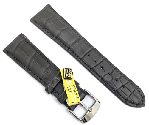 Bracelet montre alligator 22mm gris Fluco le luxe du cuir fait en Allemagne