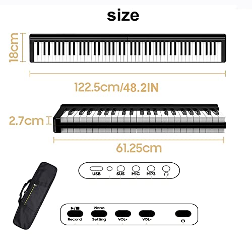 Piano pliant portable 88 touches avec pédale de sustain et sac de transport - Les Beatles, Paul McCartney, John Lennon, RIngo Starr, George Harrison Piano pliant portable 88 touches avec pédale de sustain et sac de transport – Image 3