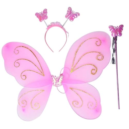 Image of Royals Wings Fairy Prop For Kids Birthday Party Accesories,Baby Girl's Fairy Butterfly Wings Costume (Light Pink)