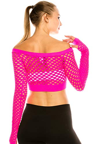 Kurve Women’s Sexy Fishnet Top - Stretchy See Through Long Sleeve Layer Mesh Shirt Crop Top Party Clubwear Cover Up - Image 4