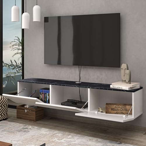Atelier Mobili Floating TV Stand for 75 inch TV, Floating Entertainment Center for 65 inch TV, Floating TV Stand Wall Mounted, Floating TV Console, Living Room TV Stand for 65 inch TV