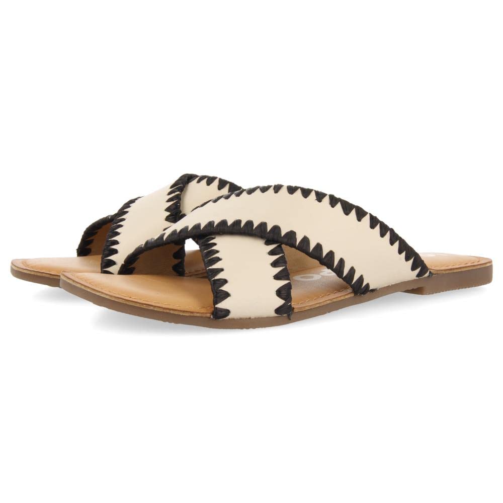 GIOSEPPO assu women's orange raffia passes leather sandals, ivory white, 5 UK