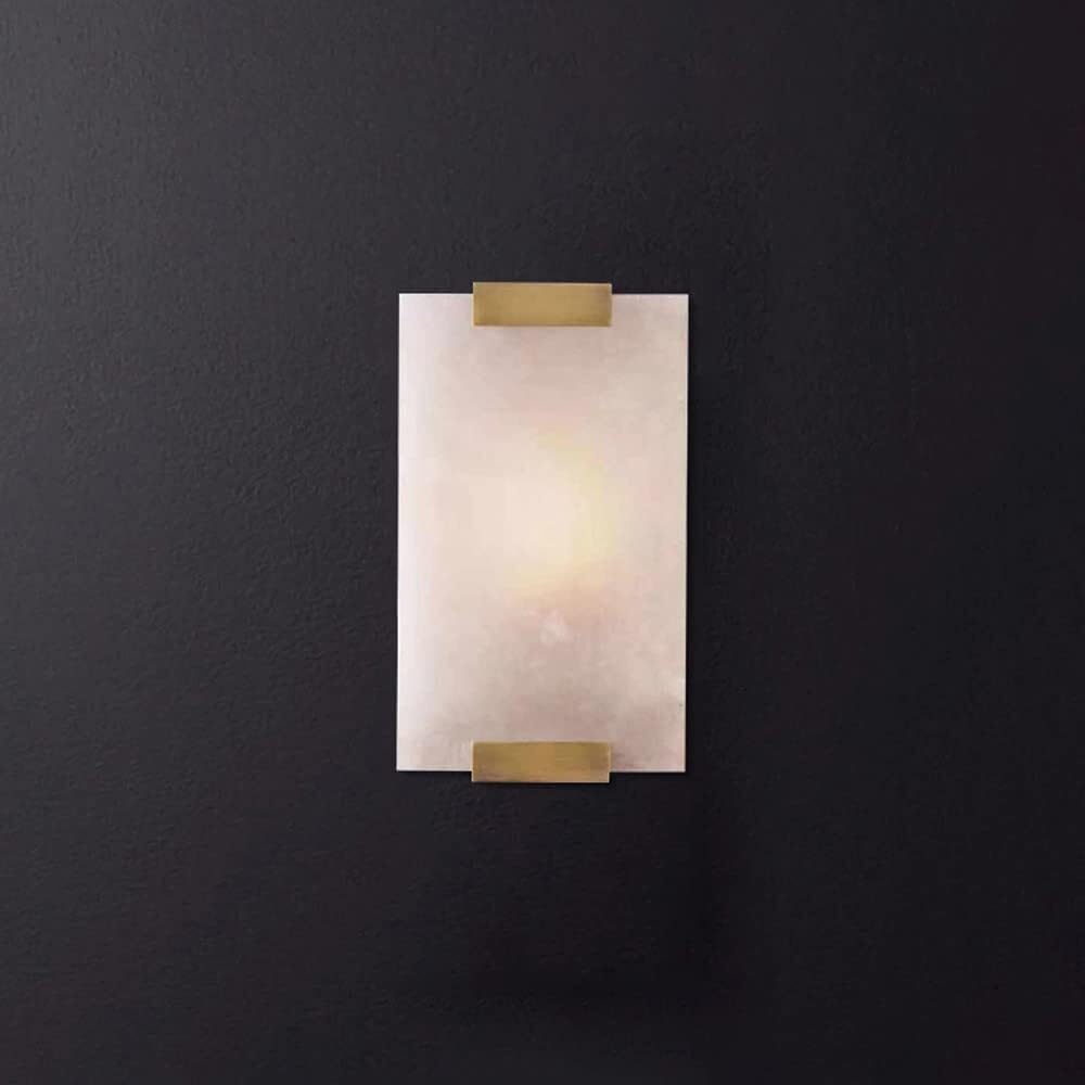 HPTHLY Marble Wall Sconce Lighting Fixture Square Wall Lamp Shade, Indoor Art Deco Wall Mount Light Living Room Sconces E27 Wall Lamps For Bedroom Bedside Living Room (Gold-27Cm)