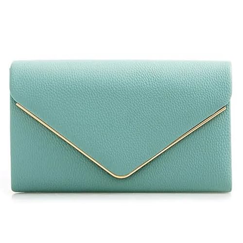 UShopUK Borsa a mano a tracolla in pelle sintetica tinta unita, per ballo di fine anno, matrimonio, sera, borsa a tracolla (Menta)