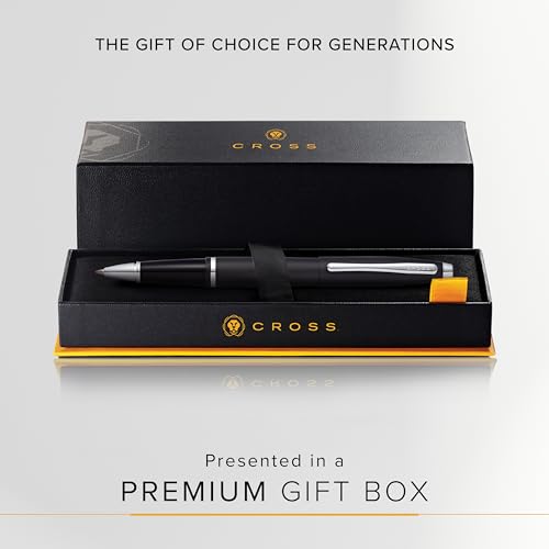 Image of Cross Calais Matte Black Refillable Rollerball Pen - Medium Point, Black Ink, Smooth Writing, Presented in a Luxury Gift Box