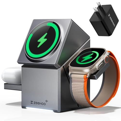 ZEEHOO 3-in-1 MagSafe Qi2 Charger Dock (USB-C)