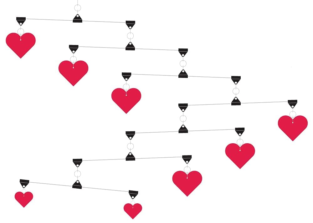 Hanging Art Mobiles - Hearts. Artisan Made Art Mobiles for Home or Work Décor.