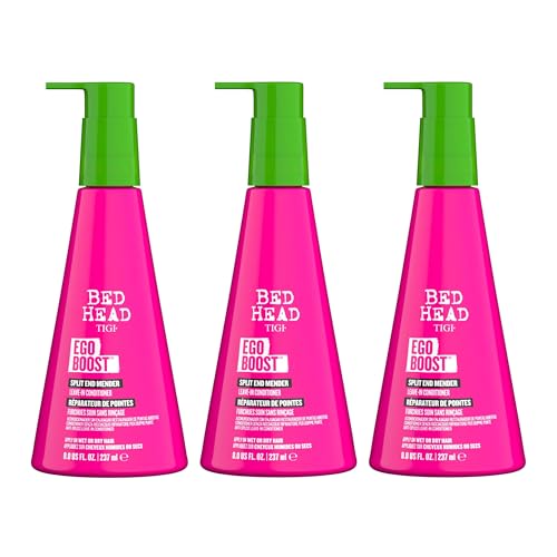 TIGI Bed Head Leave-In Conditioner, Split End Mender, Ego Boost 3-Pack – Split Ends Treatment for Dry, Damaged Hair, Fruit & Berries Fragrance, 8 Oz Ea
