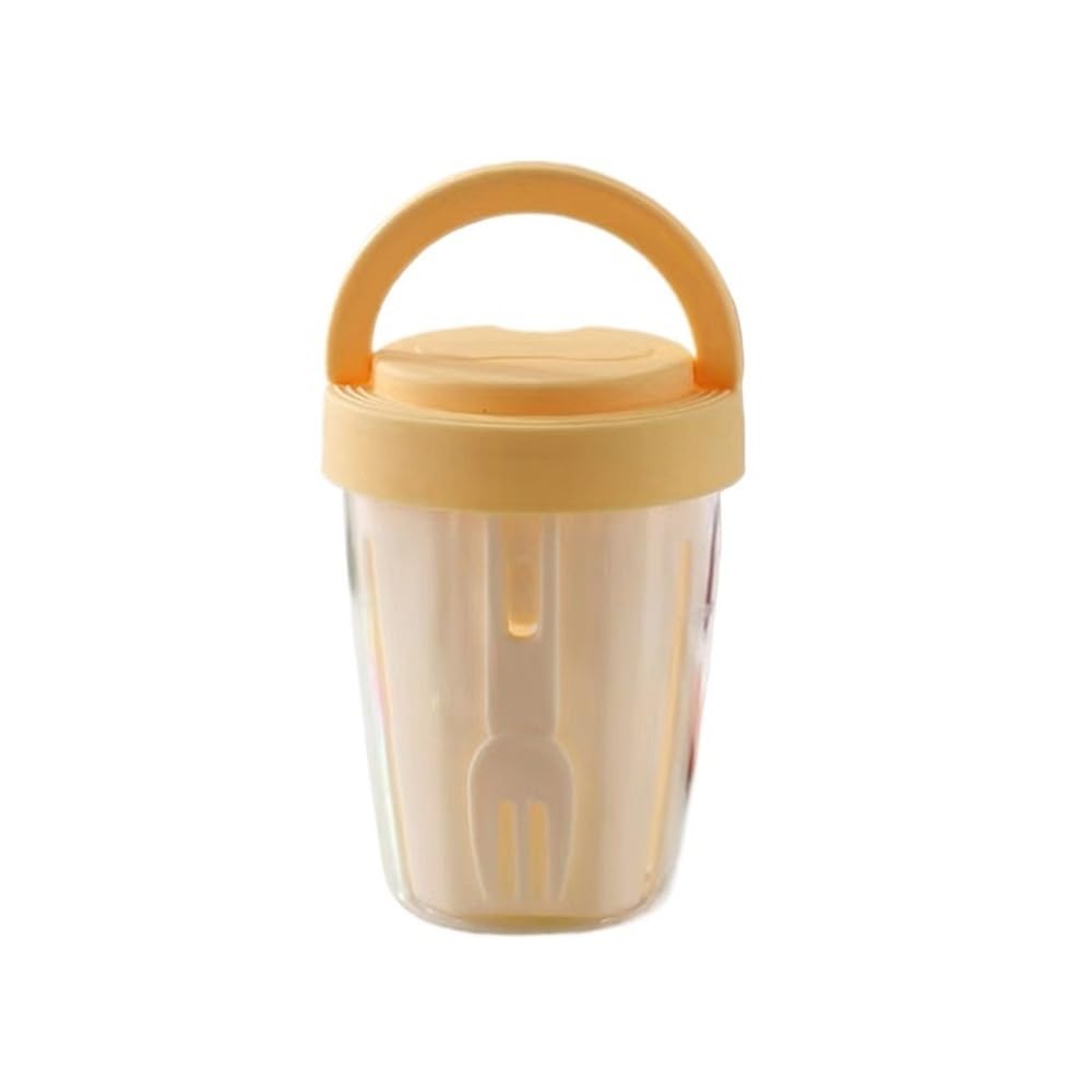 Shungong 4PCS 790ml Portable Salad Cup With Fork - Ideal Food Container For School Lunch And Breakfast(Yellow)