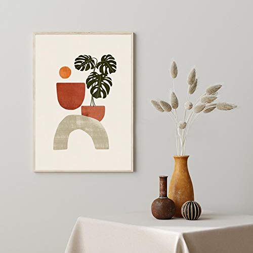 Affiche Botanique Abstraite Terracotta 50x70cm pour Salon Moderne Mid-Century