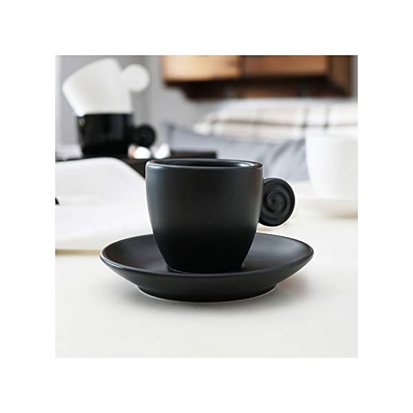 Juego de 4 tazas de café espresso de 3 onzas con platillos a juego de tazas de café italiano de porcelana premium, taza… - Imagen 8
