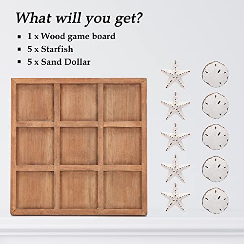 Juego de mesa Beach Tic Tac Toe de madera decorativo miniatura 5