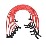 RLP Silicone Spark Plug Wires Set 8.0mm Red Replacement for SBF Small Block Ford Valve Cover Wires 221 255 260 289 302 351W Fits HEI Distributor Caps with Coil Wire