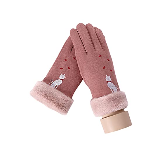 Gants hiver féminin en daim avec écran tactile et doublure double épaisseur peluche