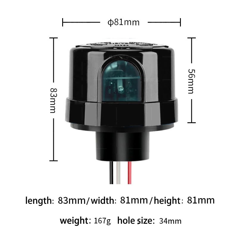 Meskliu Twilight Switch, AC120-277V Photocell Light Switch, Automatic Light Control Sensor, Black - Image 3