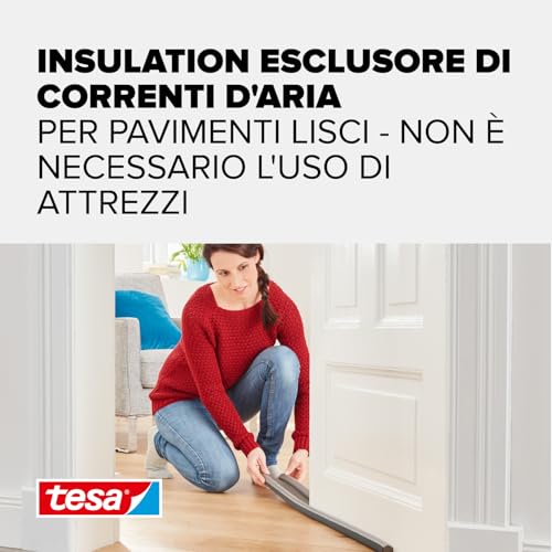 Tesamoll Paraspifferi Per Porte A Doppio Rullo - Guarnizione Morbida In Schiuma - Adatta Per Isolare Stanze Con Pavimenti Lisci E Uniformi - Colore: Antracite - 95 Cm X 25 Mm - 3