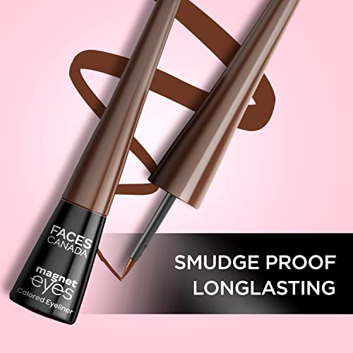 Image of FACESCANADA Magneteyes Color Eyeliner Gel - Powerful Brown,4 Ml|Glossy Finish|24Hr Long-Lasting|Waterproof|Smudgeproof|Precise Application|Intense Color Payoff|Almond Extract & Vitamin E (Pack of 2)