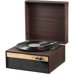 Crosley CR6236AFT-WA Jasper 3-Speed Bluetooth in/Out Vinyl Record Player Turntable with Built-in Speakers and Detachable Legs, Walnut - Les Beatles, Paul McCartney, John Lennon, RIngo Starr, George Harrison