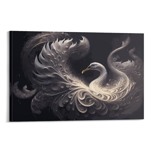 Cygne décoration murale en toile pour salon élégant 60x90 cm