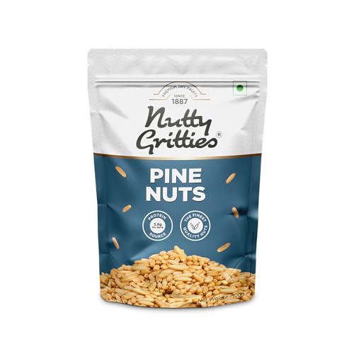 Image of Nutty Gritties Raw Pine Nuts Kernels 100g | Rich in Protein & Healthy Fats | High in Antioxidants | Healthy Snack | Resealable Pouch