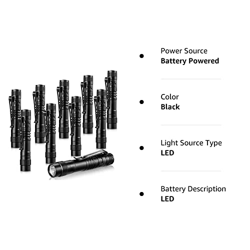 10 Pieces Mini Small Led Flashlight Handheld Pen Light Flashlight With Clip Led Pen Pocket Light Torch For Camping Outdoor Emergency Diary Lighting (3.5 Inches) #TOP7