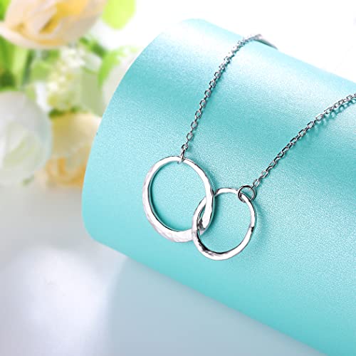 Sterling Silver Two Interlocking Circles Necklace Infinity Mother Daughter Necklace, Best Friend Sister Necklace Birthday Gift2