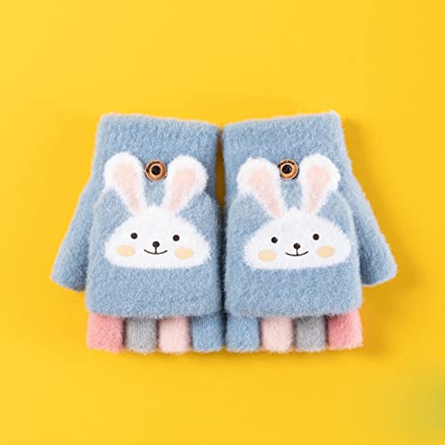 Baby Half Finger Gloves Toddler Kids Children's Knit Cartoon Rabbit Winter Warm Girls Boys Baby Gloves Mittens2