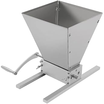4L Manual Grain Mill Grain Squeezer Malt Mill Feed Mill Stainless Steel Adjustable Grain Mill Corn Mill Scrap Mill with Crank Handle for Cereals Corn Spices Herbs Coffee