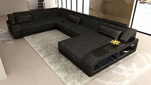 Sofa Dreams Canapé en Tissu Mega Intérieur de la Maison Matera XXL Forme canapé en Tissu Canapé rembourré avec LED