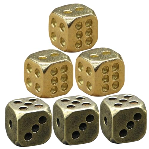 HONITANO 6 Piezas Dados de Cobre Retro para Mesa y Carnaval Accesorios Decorativos Vintage para Fiestas y Regalo