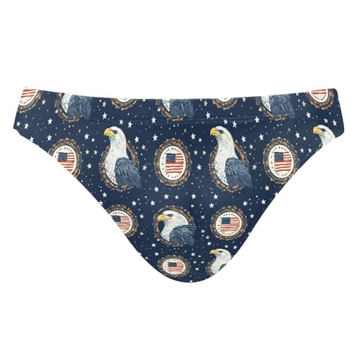Independence Day 4th of July Bald Eagle American Flag Swim Briefs for Men Swimsuit Bikini Swimwear S B0404285
