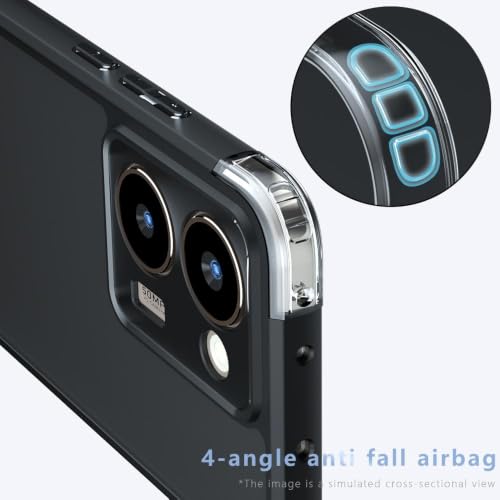 Image of Matte PC+TPU Back Cover Case for Realme P3 Ultra 5G, Air Bag Protection, Anti-Fingerprint, Micro Arc Edge, Never Turns Yellow, Skin-Friendly Feel, Black