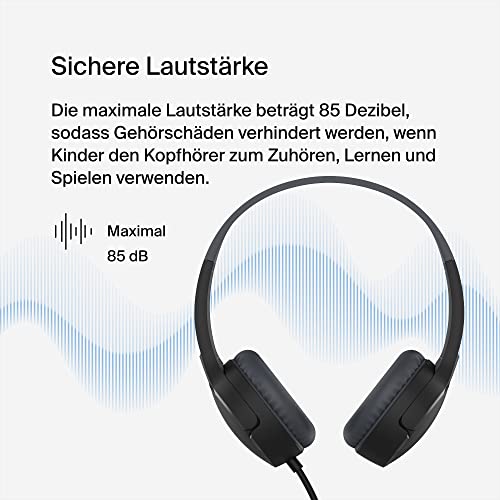 Belkin SoundForm Mini On-Ear-Kopfhörer mit Kabel für Kinder, Over-Ear-Headset mit integriertem Mikrofon für die Schule, für Reisen und zum Spielen, für Geräte mit 3,5-mm-Klinkenanschluss - Schwarz 2