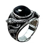Housoutil Anillo de Serpiente para Dedo Mujer Anillo de Hierro Negro Tamaño 7 Accesorio de Joyería de Moda para Fiestas y Cosplay Elegante y Llamativo