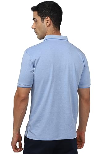 Image of Peter England Men's Premium Branded Regular Fit Half Sleeve Polo T-Shirt | Cotton Rich | Birds Eye Interlock Weave| No Pocket