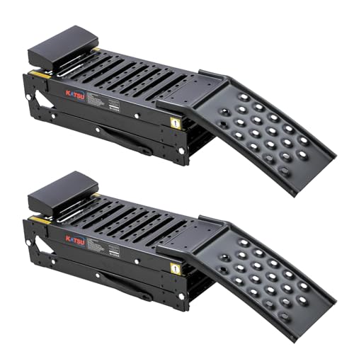 KATSU Tools 2-in-1 klappbare Stahlrampen, 2 Stück, robuste Doppelzweck-Laderampe, 200 x 23 x 5 cm, max. Traglast 500 kg, tragbar, ideal für Motorräder, Traktoren, Vans, Quadbikes und mehr