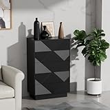 【Grand Espace de Rangement】Notre commode présente 5 grands tiroirs de 52,5 x 30 x 9 cm, cela offre un grand espace de rangement pour vos vêtements, accessoires et autres objets personnels. Des plantes vertes, des cadres photo et d’autres ornements peuvent également être placés sur le dessus de la commode.