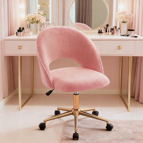 Pink Vanity Chair with Wheels