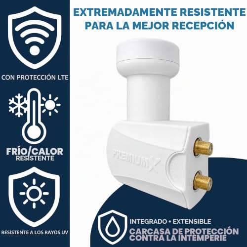 Miniatura 4 de Premium X Twin Lnb Para 2 Usuario Convertidor De Señal De Tv Con Protección Meteorológica Lnb Satelital Digital En Blanco Dvb-S2 8k Uhd 4k Full Hd
