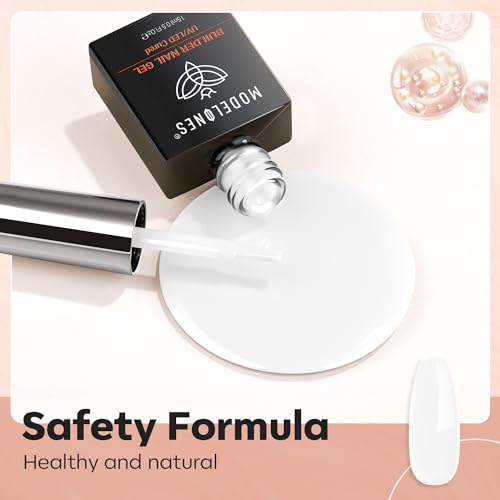 Modelones Builder Gel, Milky White Gel Builder for Nails, 8-in-ONE Builder Nail Gel Strengthener LED Hard Gel Color Base Gel Builder Gel in a Bottle 15ML Gift for Women - Image 5