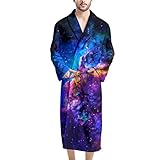 AFPANQZ Space Galaxy Print Men Bathrobe Long Sleeve Kimono Robe Full Length Lightweight Soft Sleepwe