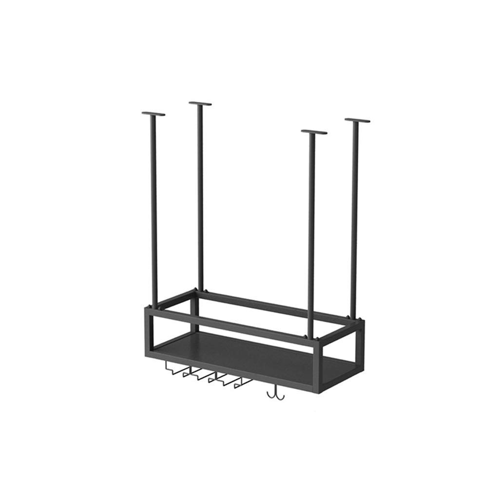 Support de verre à vin suspendu noir 100x21cm pour bar et cuisine