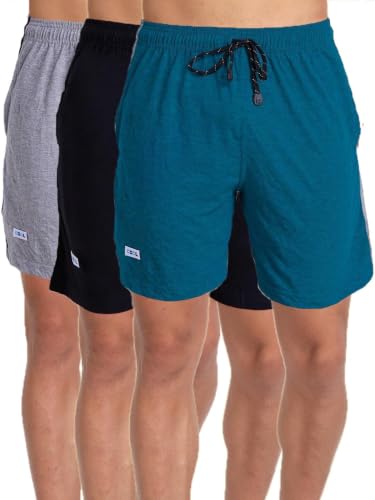 Image of T.T. Cotton Blend Shorts for Men | Regular Fit | Elasticated & Zipper | 2 Sided Pockets & 1 Back Pocket | Solid | Above Knee Length Bermuda Short | Ideal for Casual Outings