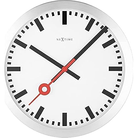 Reloj de pared NeXtime Estación de trenes "STATION" blanco redondo ø 35 cm Cover