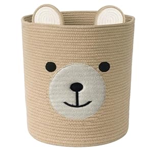 Bear Basket for Nursery, Baby Baskets for Storage, Baby Shower Baskets, Laundry Basket, Storage Hamper for Children Kids Toy Plant Indoor Corner (Brown)