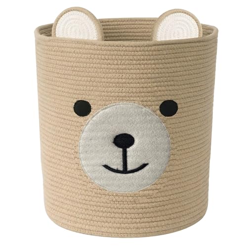 Bear Basket for Nursery, Baby Baskets for Storage, Baby Shower Baskets, Laundry Basket, Storage Hamper for Children Kids Toy Plant Indoor Corner (Brown)
