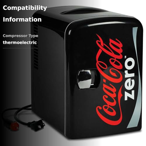 Coke Zero Mini Fridge - Refrigerator for Bedroom Office, Portable Table Top Beverage Cooler, 12V 110V Refrigerador For Drinks, Soda, Wine, Use In Car, Dorm, Outdoor, Patio, 6 Can on Fridge.com