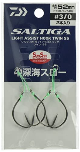 Daiwa Saltiga Light Assist Hook Twin SS Medium Deep Sea Throw, 2.8 inches (72 mm) #3/0