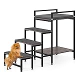 Dog Window Perch Dog Steps for High Beds and Couch, 22''H Non-Slip Stairs for Small Medium Cats, 4 Steps Pet Bunk Bed with Stair, Sturdy Frame